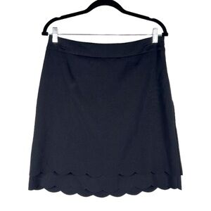 ELLE Black Scalloped Hem Business Career Midi Skirt Size 8